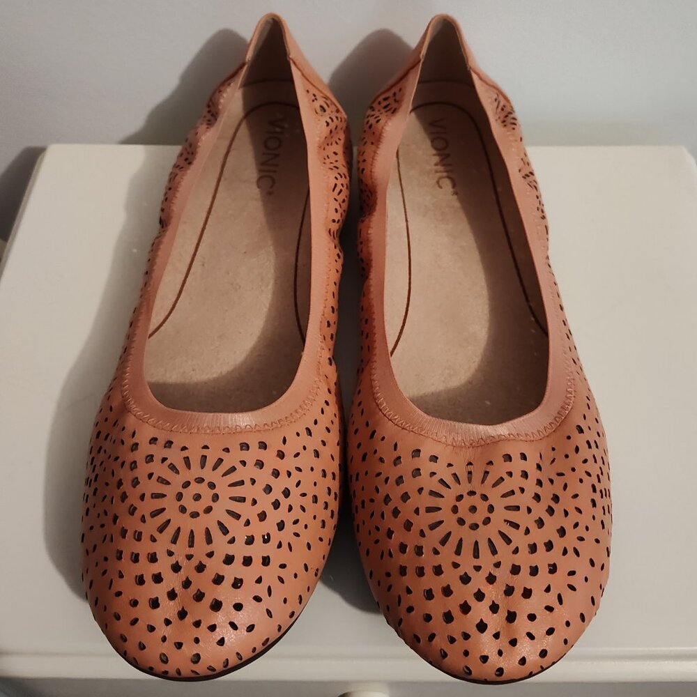 Vionic Pink and Orange Flats with Perforated Design